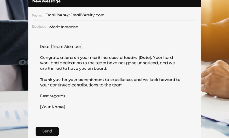 Merit increase email to a team member short version