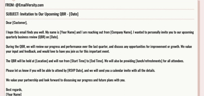 Meeting Invitation to Upcoming QBR